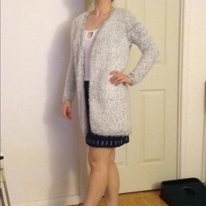 Fuzzy long cardigan with pocket